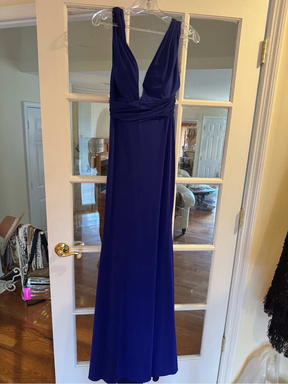 Jovani Royal Blue Backless V-Neck Evening Gown